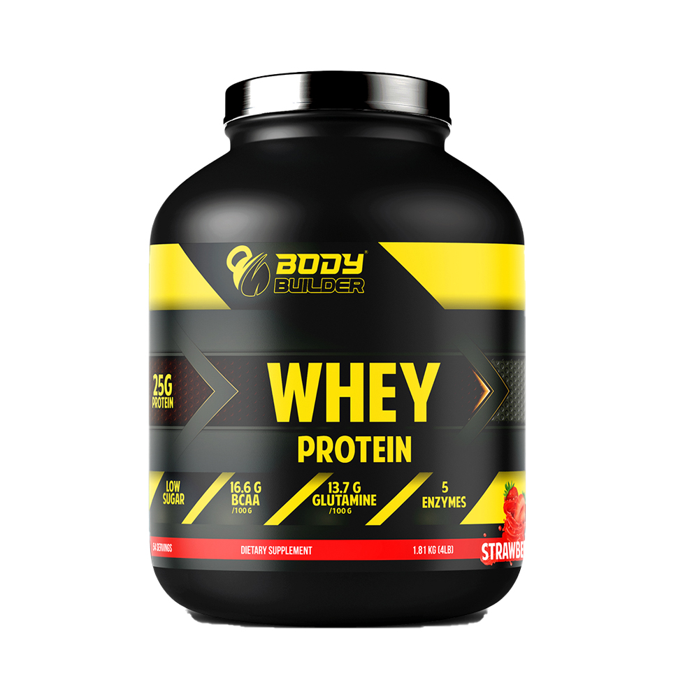 Body Builder Whey Protein, Juicy Strawberry, 4 LB, 25 g of Whey Protein Per 1 Scoop