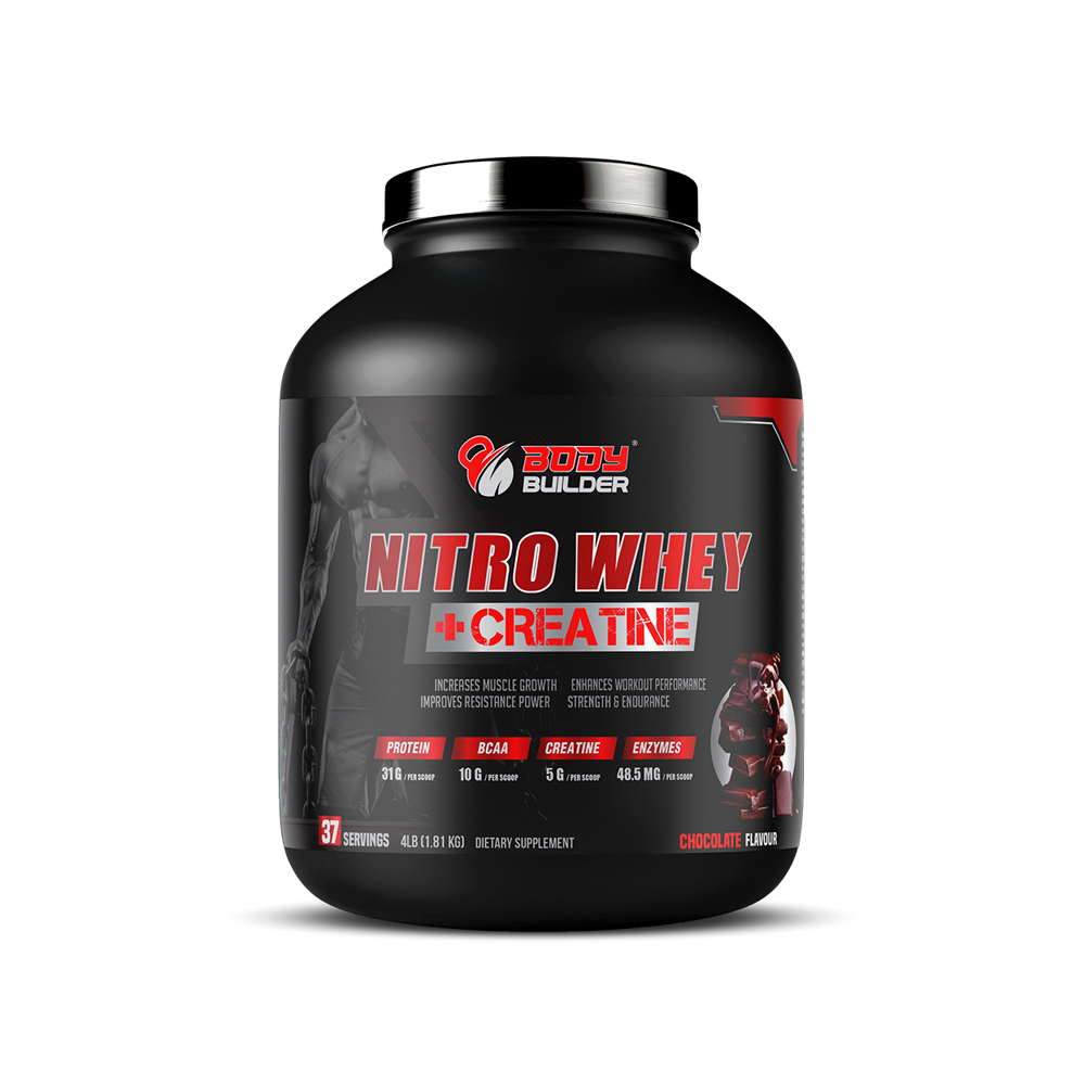 Body Builder Nitro Whey + Creatine, Chocolate, 4 LB, Lean Muscles Growth