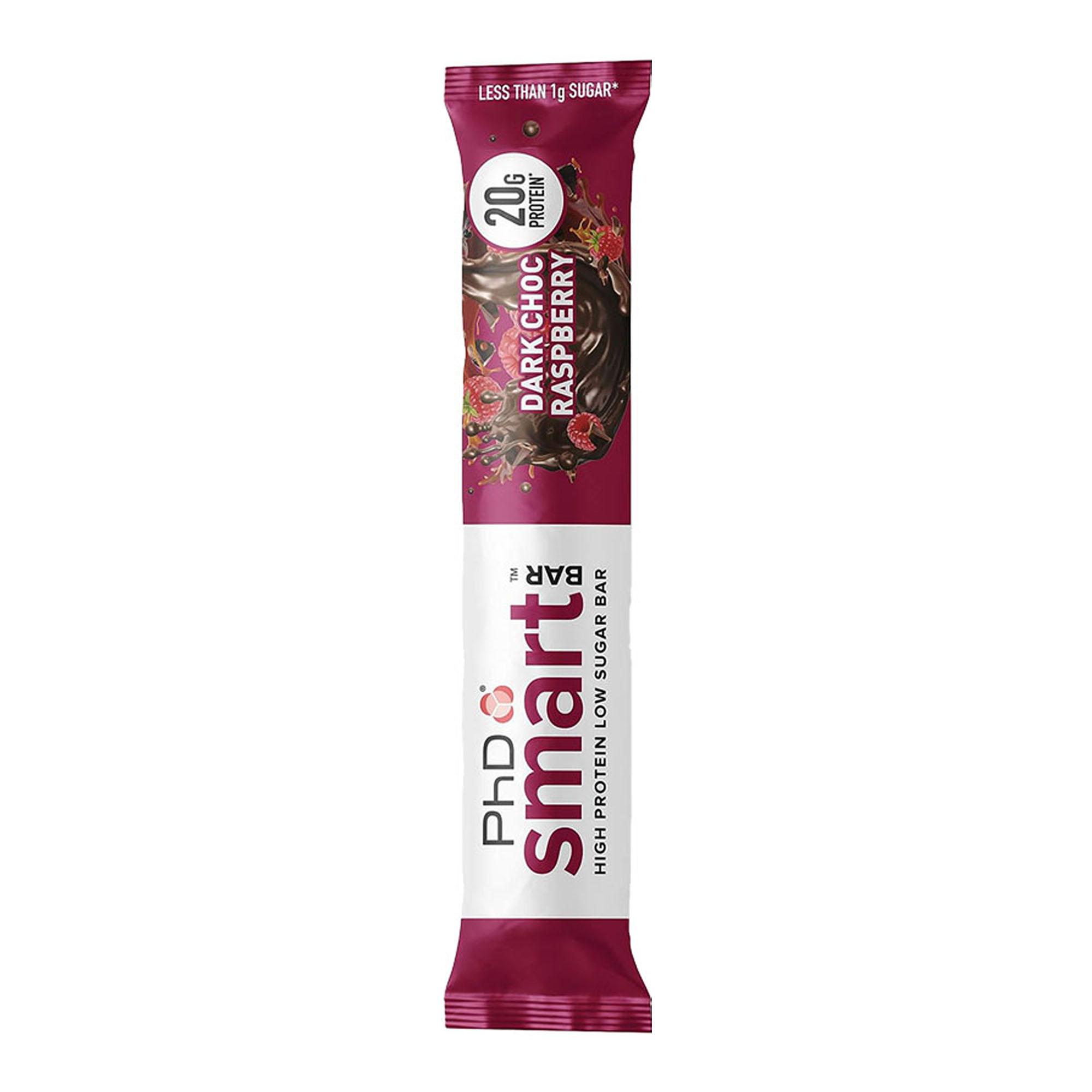 PhD Smart Bar Dark Chocolate Raspberry Bar, 64 grams (Pack of 12)