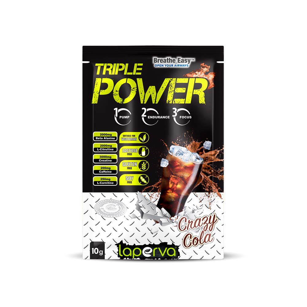 Laperva Triple Power Pre-Workout Sachet, Crazy Cola, 1 Sachet, Enhance Physical Performance and Reduce Tiredness