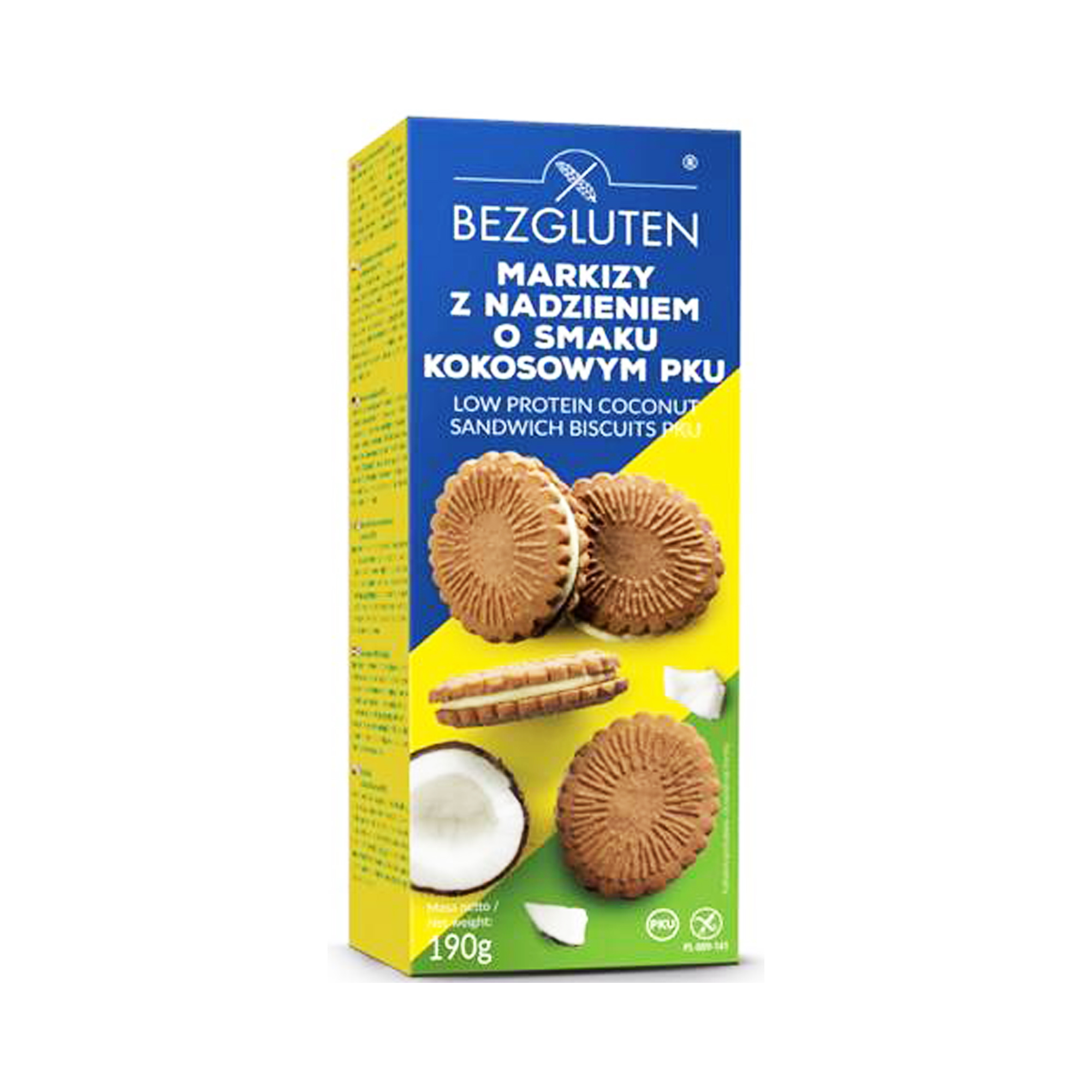 Benzgluten Coconut Low protein Cream Filled Sandwich Biscuits PKU 190g