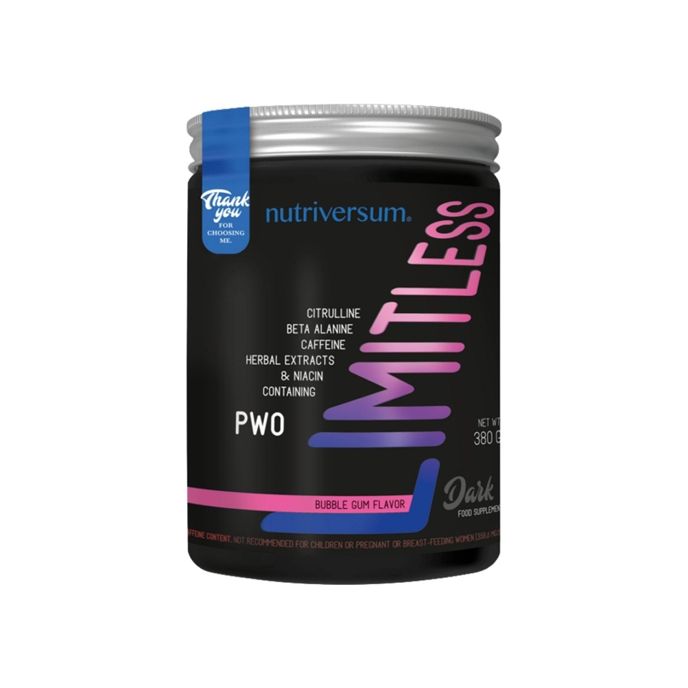 Nutriversum Limitless Energy Pre-Workout 380g 20 Servings bubble gum