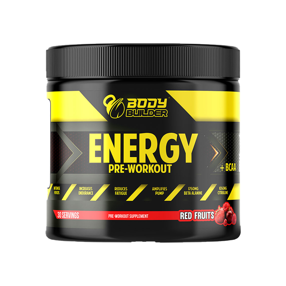 Body Builder Energy Pre-workout Plus BCAA, 225G 30SERVING  Red Fruit