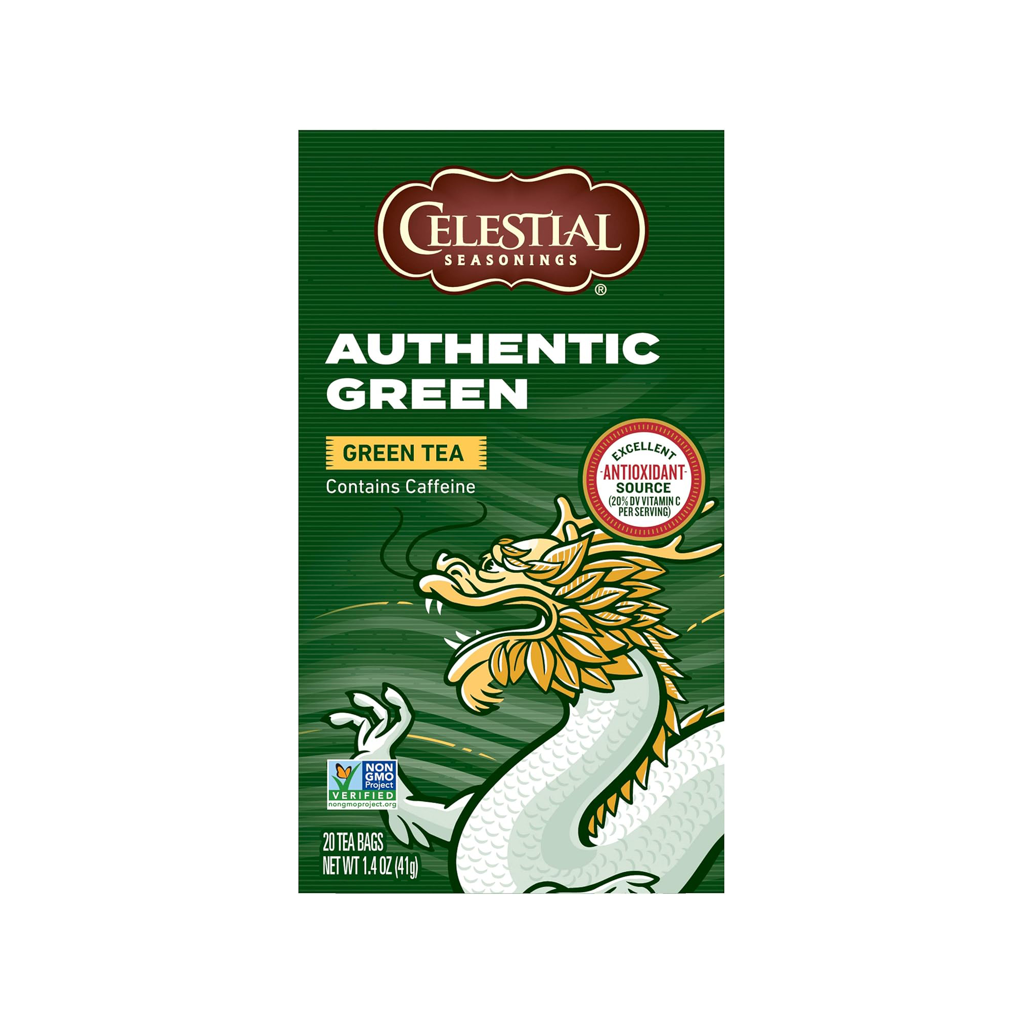 Celestial Seasonings Green Tea, Authentic, Contains Caffeine, 20 Tea Bags (Pack of 6)