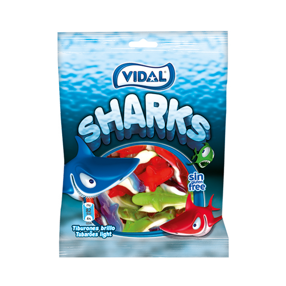 VIDAL Shark Shape Raspberry Flavor 100g